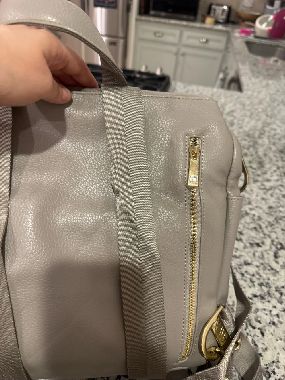 Fawn Design Light Grey Leather Backpack mecpl.in display picture 3